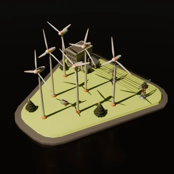 Wind Turbine Game Asset